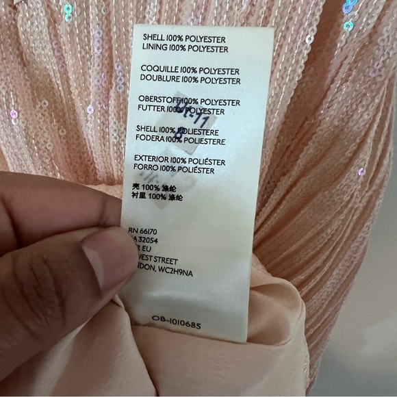 Anthropologie Powder Pink Sequin Spaghetti Strap Ruffle Hem Blouse |S| - Picture 8 of 8